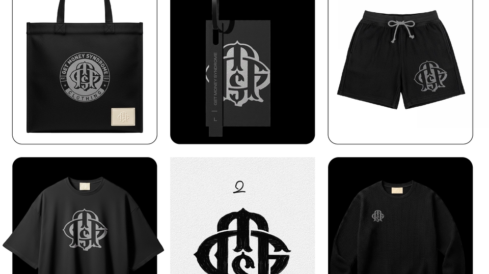 Preview mockup monogram logo untuk brand clothing