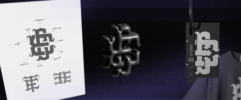 konsep Preview mockup monogram logo untuk brand clothing