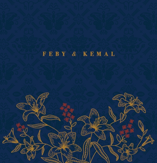 Line Art - Custom Ilustrasi Gunungan Batik untuk Undangan, Souvenir Pernikahan/Wedding Stationery - 8