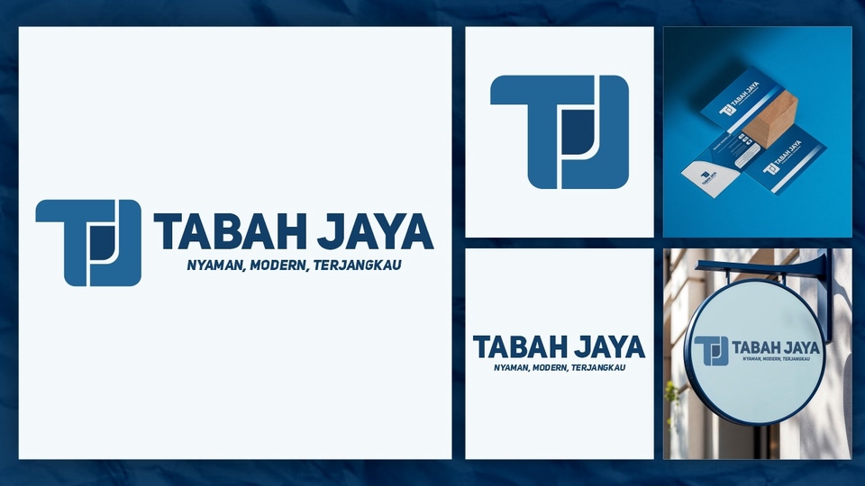 Logo Tabah Jaya mencerminkan toko perlengkapan rumah dan elektronik yang modern, dan terpercaya.