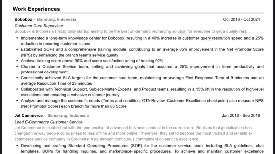 Customer Service / Admin jualan
