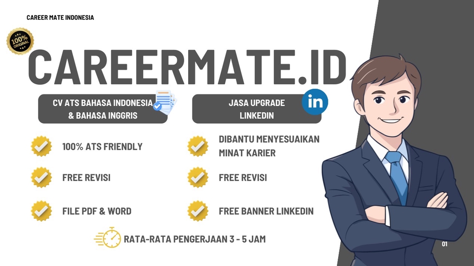 Jasa Desain CV (Curriculum Vitae) & Portofolio - Jasa CV ATS Bahasa Indonesia/Inggris dan Upgrade LinkedIn 