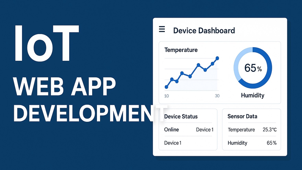IoT web app service banner with modern, minimal dashboard design.