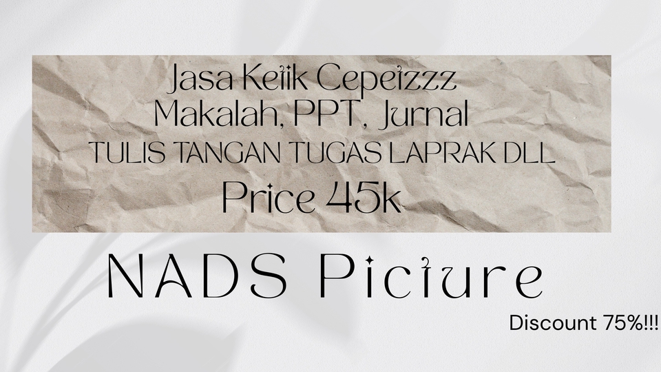 Jasa Ketik dan Tulis Tangan 1 hari Jadi!!!
Buruann Promo