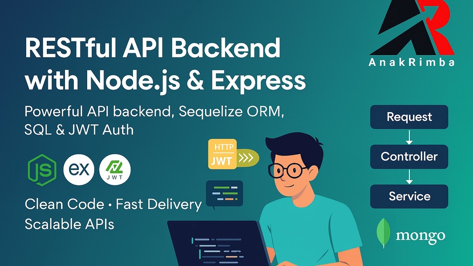 API utk Apps mobile & web Anda. Supports Node.js, Express, ORM Sequelize & MongoDB database.