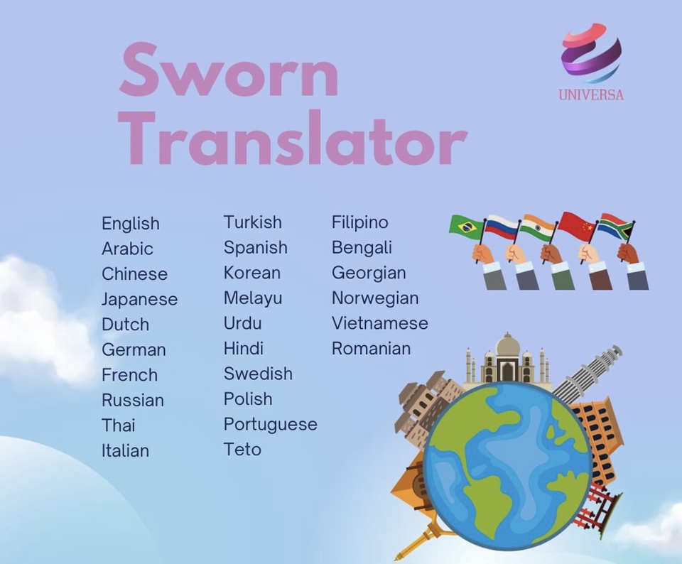 Penerjemahan - Penerjemah tersumpah Turki, Korea, Rusia, Thai, Belanda, Jepang, Prancis, Jerman, Italia, Arab, Cina - 5