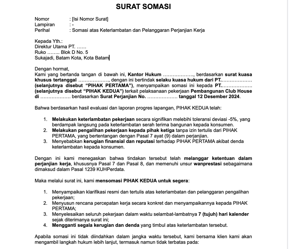 Pengacara - Layanan Membuat dan Melayangkan Somasi Hukum - 2