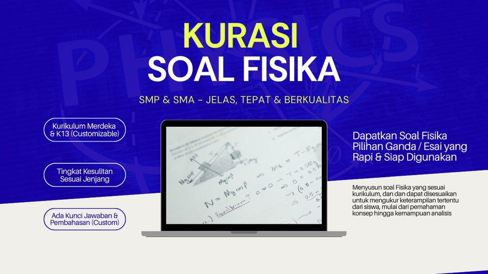 Jasa Pembuatan Modul Pembelajaran Profesional dan Interaktif - Pembuatan Soal Fisika (Kurasi Soal Fisika)