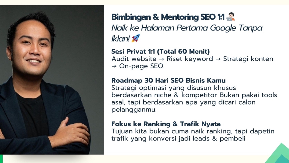 Jasa Konsultan Marketing dan Pemasaran Terbaik - Bimbingan & Mentoring SEO 1:1 🧑🏻💻 – Naik ke Halaman 1 Google Bukan Lagi Mimpi!📈