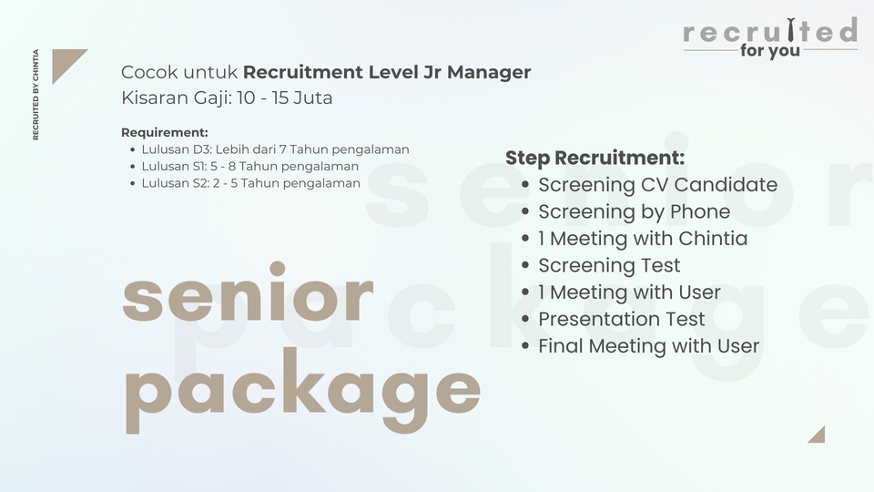 Sumber Daya Manusia - Recruiter - Junior to Manager Level (Third Party Recruiter) - 6