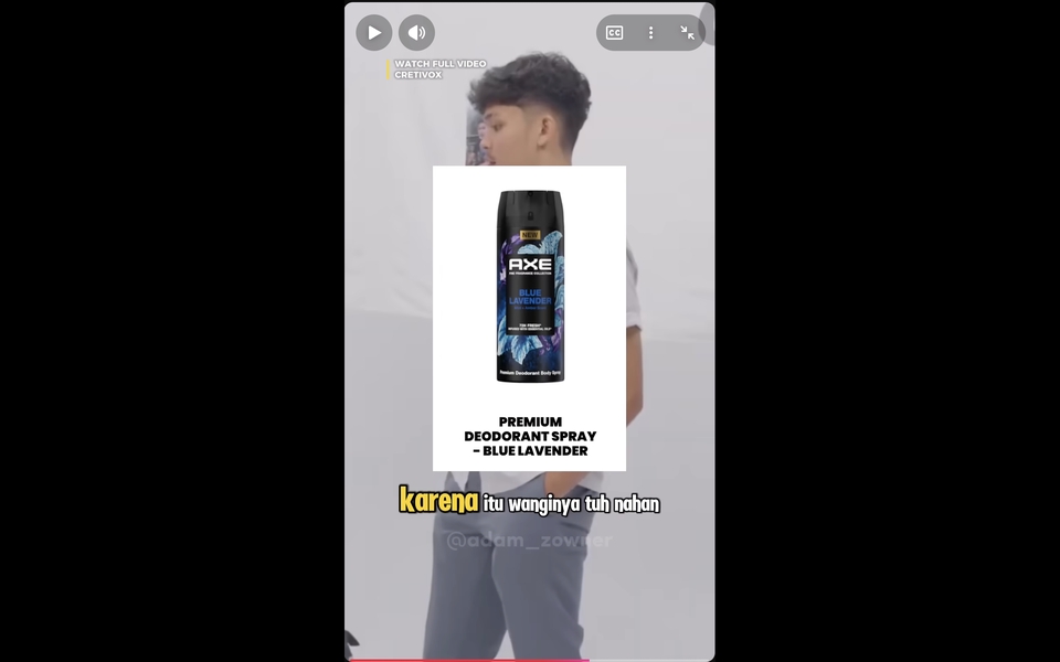 Konten Klip Youtube Cretivox, untuk mempromosikan Brand AXE