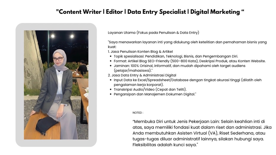 Jasa Penulisan Skripsi, Thesis, dan Proposal - "Content Writer | Editor | Data Entry Specialist | Digital Marketing “