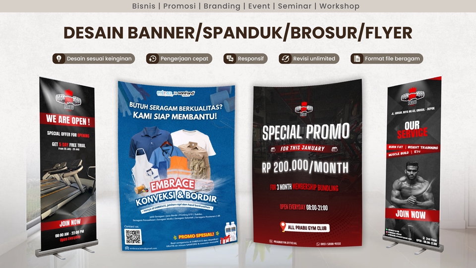 Jasa Desain Banner Online, Template Keren dan Unik - Desain Banner/ Spanduk/ Brosur/ Flyer (Ilmiah/ Iklan Produk/ Sosial Media, dll) 