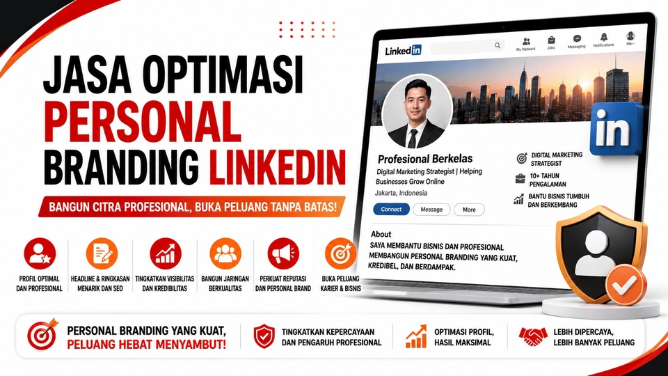 Optimasi profil LinkedIn untuk personal branding profesional dan strategi pengembangan karier.