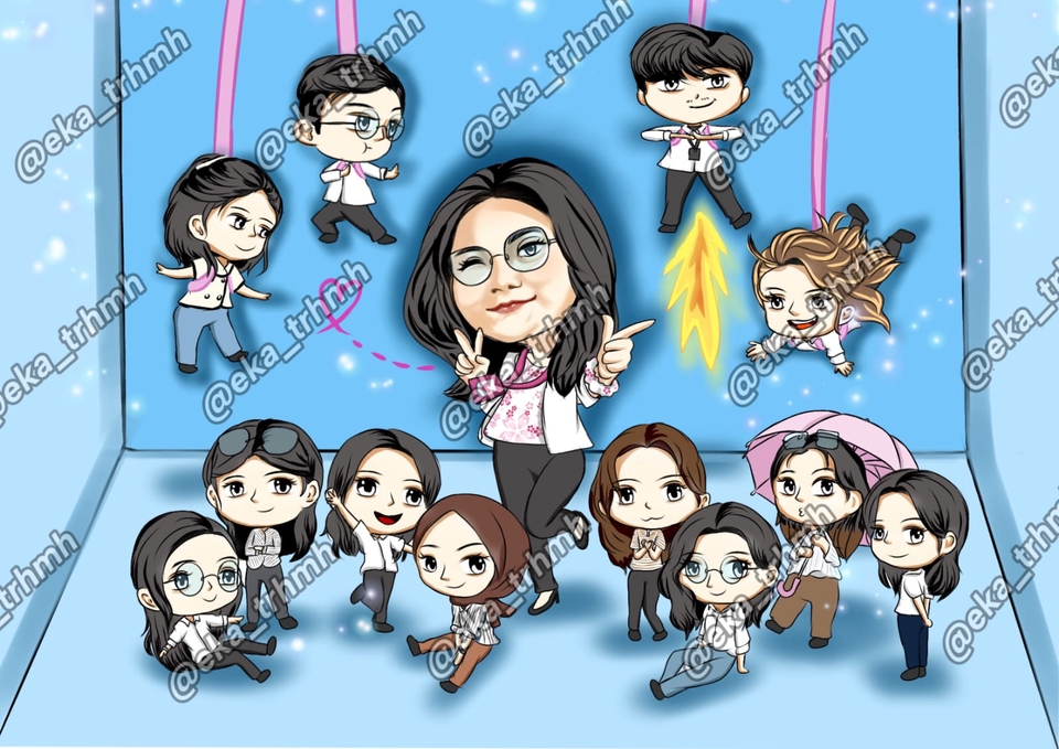 Karikatur - ilustrasi karikatur wajah, dengan konsep mini yang lucu - 3