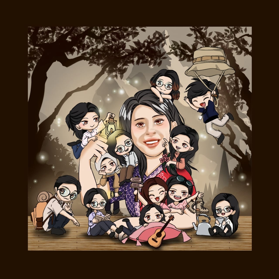 Karikatur - ilustrasi karikatur wajah, dengan konsep mini yang lucu - 2