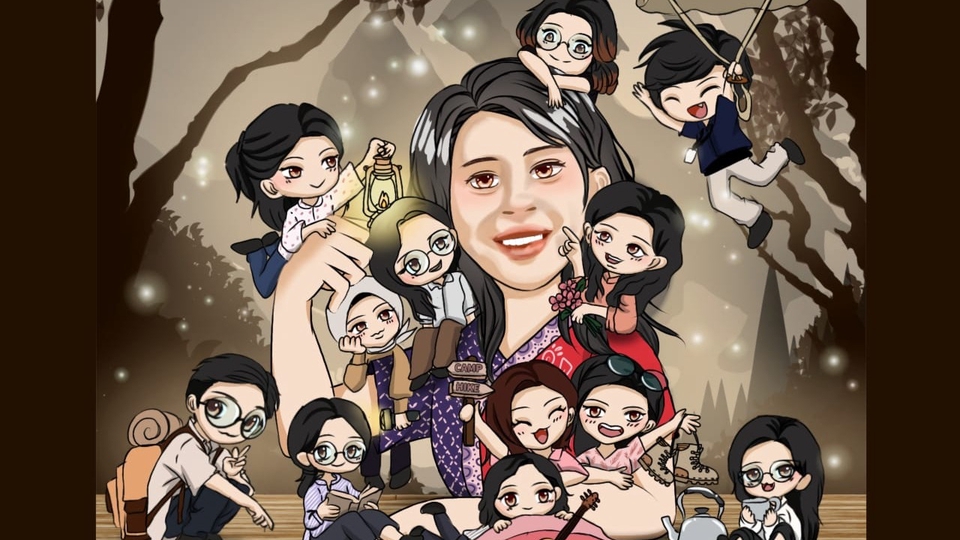 Jasa Pembuatan Karikatur Digital dan Manual - ilustrasi karikatur wajah, dengan konsep mini yang lucu