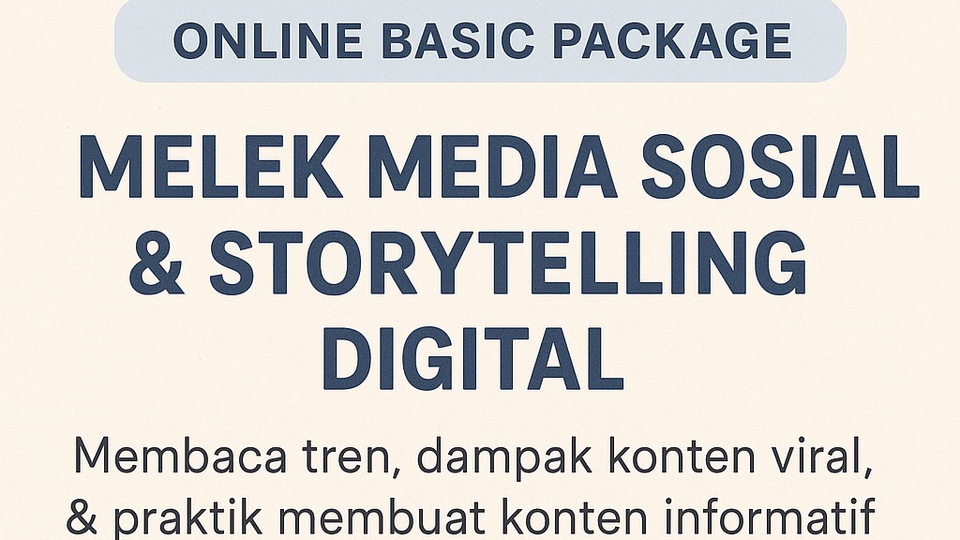 Belajar dan Kursus Komputer Online - Paket Mini Workshop Melek Media Sosial & Storytelling Digital