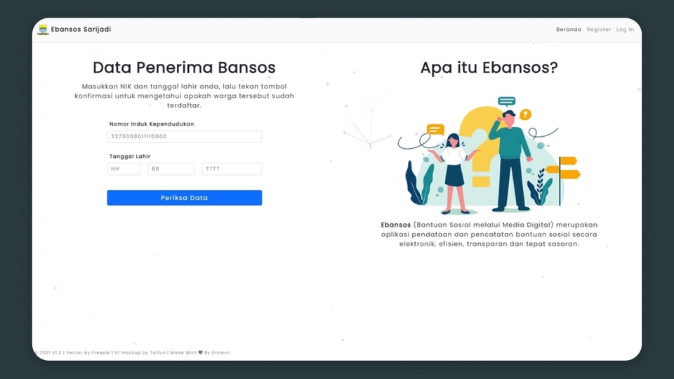 SaaS berupa aplikasi pengecekan bansos di salah satu kelurahan di Bandung.