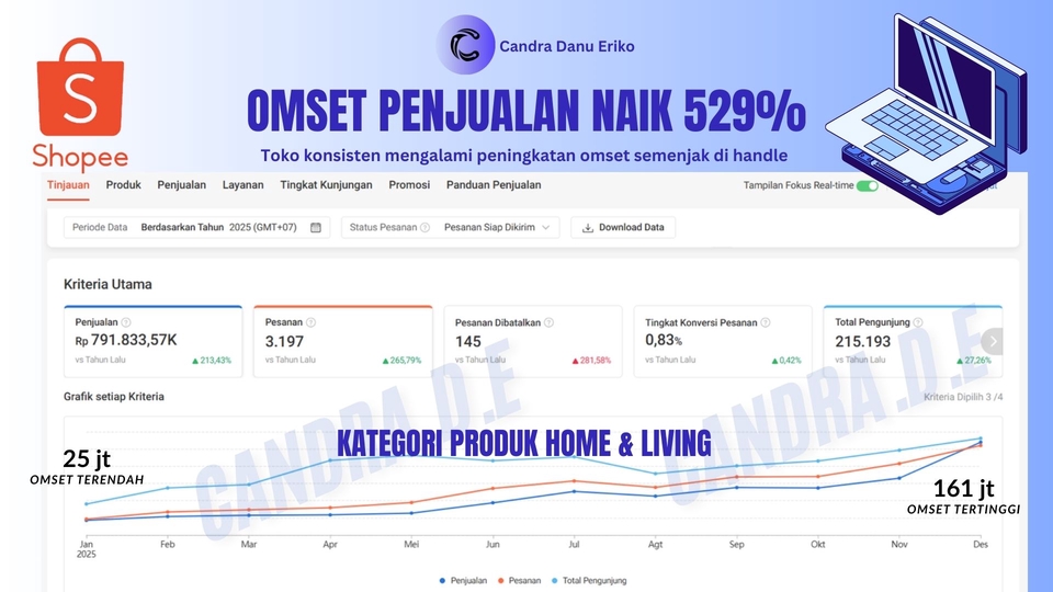 Optimasi sejak Feb 2025 sukses dongkrak omset hingga Rp161,8jt di Des (naik 529% vs Jan).