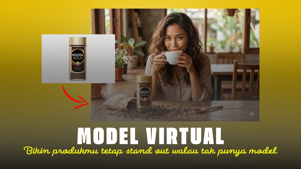 Model virtual dengan produk dan 1 model
