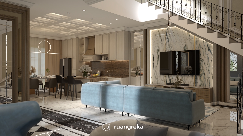 Desain Interior Ruang Keluarga Open Space