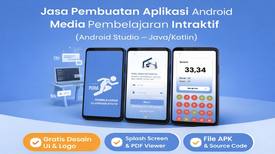Jasa Pembuatan Aplikasi Android Media Pembelajaran Interaktif (Android Studio – Java/Kotlin)