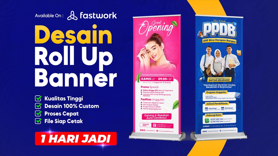 Banner - Desain Roll Up Banner/X Banner/Stand Banner 1 HARI JADI! | Profesional, Menarik, & Siap Cetak