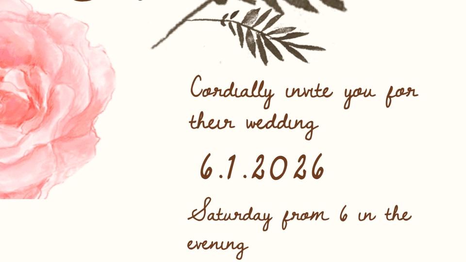 Elegant digital invitation design with rose motif, editable & ready to share.