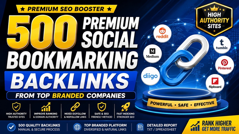 Tingkatkan kekuatan SEO website Anda dengan layanan 500 Premium Social Bookmarking Backlinks