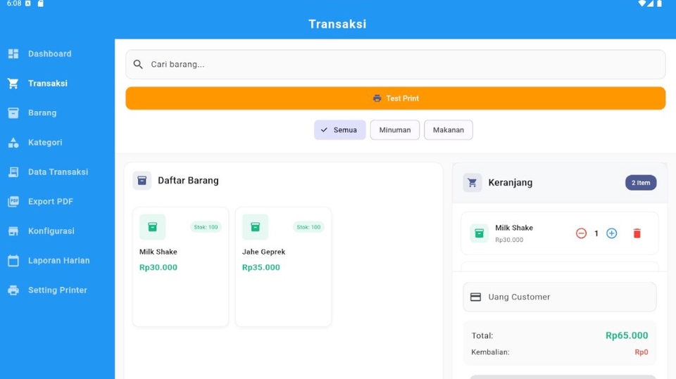 Aplikasi Kasir Offline berbasis mobile