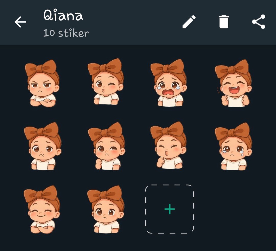 Paket Sticker Chibi Bayi Perempuan siap dipakai di WhatsApp (wa)