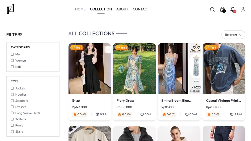 Platform toko online fashion dengan tracking order & sistem manajemen pesanan.