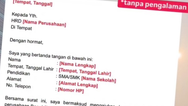 Contoh surat Lamaran pekerjaan