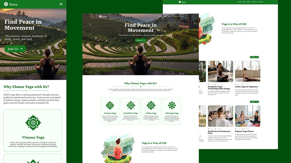 Website company profile yoga dan spa, organisasi, blog, portal berita, free domain & hosting