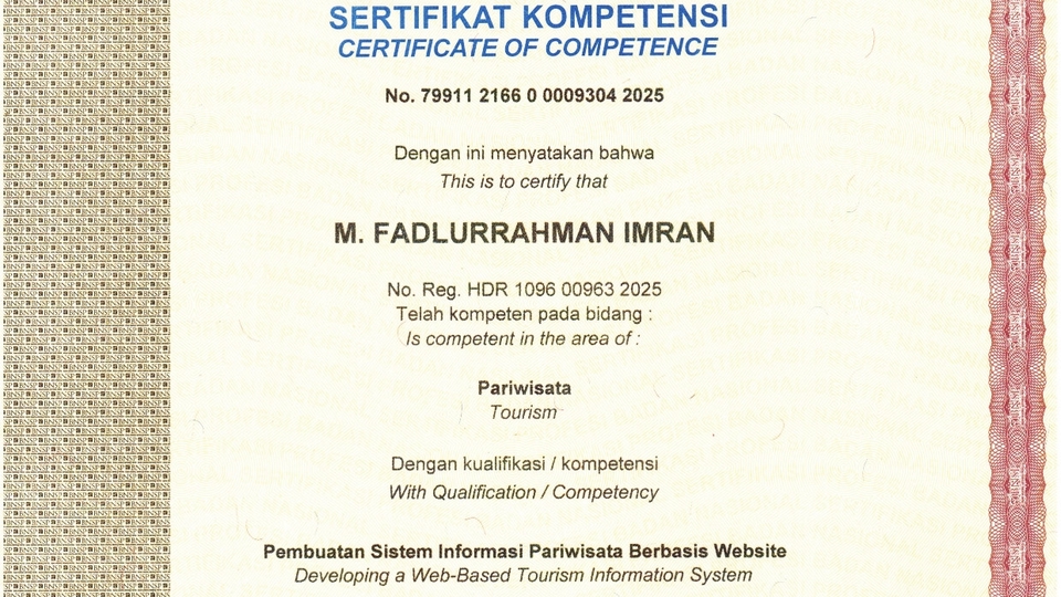Bukti Sertifikat Sistem Informasi