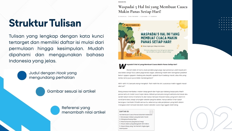 Struktur tulisan dari blog postyrandom