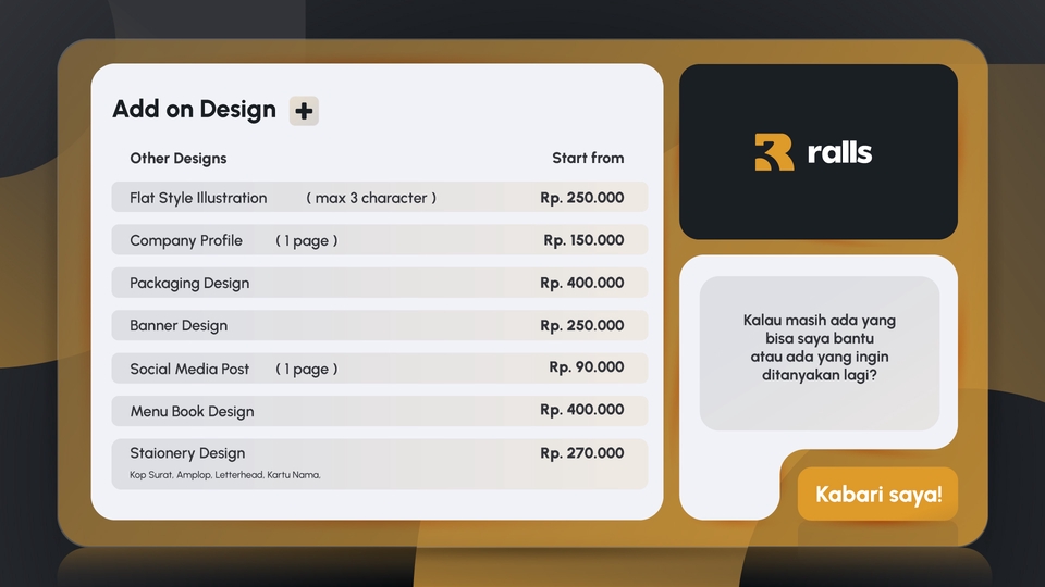 price list logo design, harga, kebutuhan desain lainnya