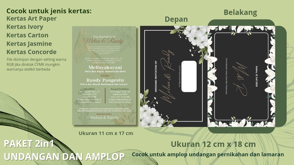 Jasa Desain Amplop Kantor, Kondangan, maupun Angpao - DESIGN SIAP CETAK - PAKET 2in1 UNDANGAN DAN AMPLOP 