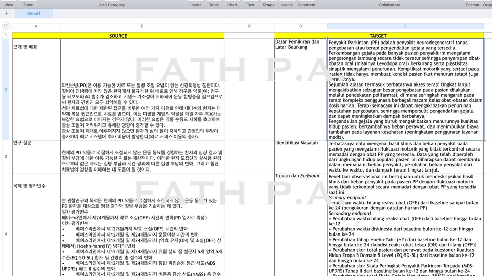 Terjemahan bahasa Korea ke bahasa Indonesia untuk laporan uji klinis tingkat keampuhan obat
