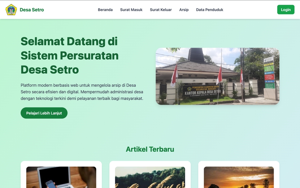 Sistem Persuratan Desa Setro - Project KKN