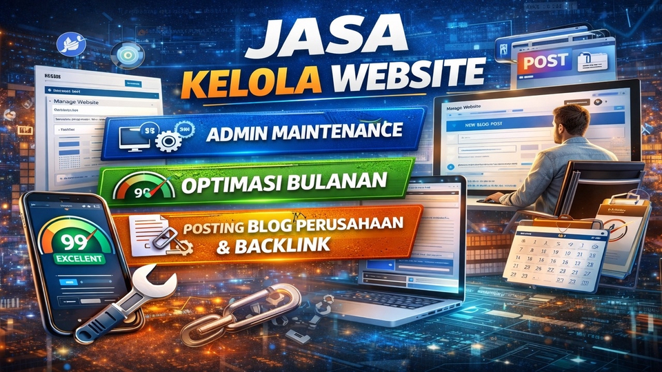 Jasa Kelola Website Admin Maintenance Optimasi Bulanan Posting Blog Perusahaan & Backlink
