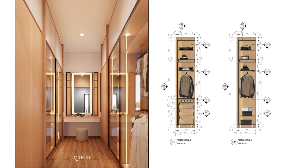 Desain Interior Wardrobe/Walk-In Closet, Meja Rias