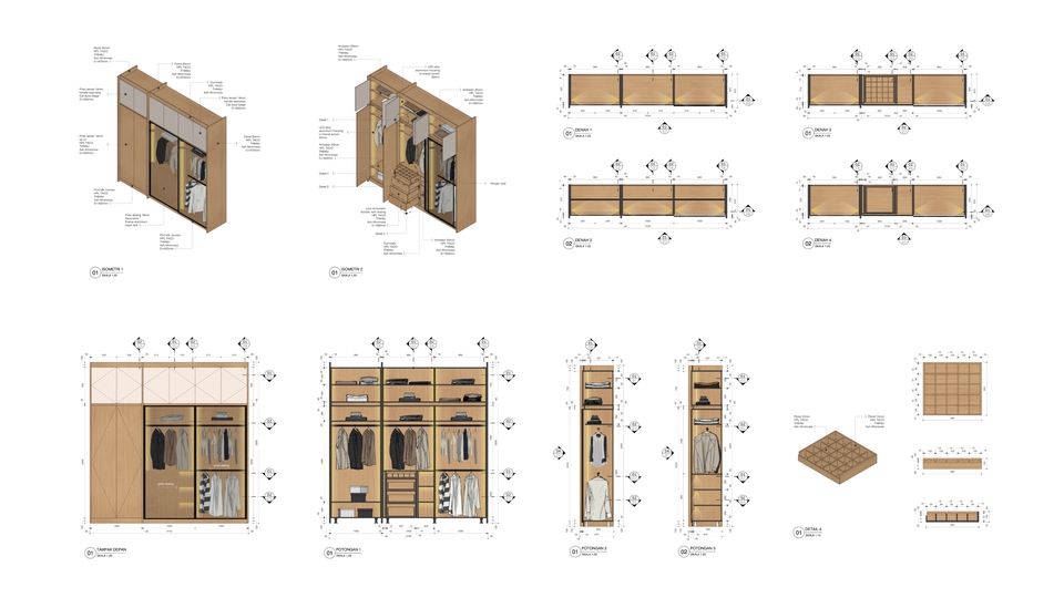 Gambar Kerja Interior Wardrobe/Walk-In Closet, Meja Rias