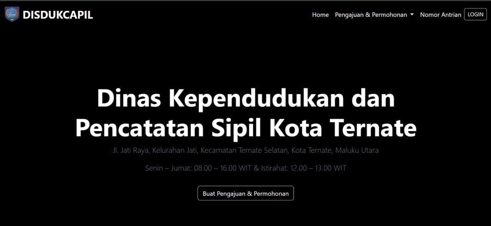 contoh website sistem informasi dan pengajuan disdukcapil