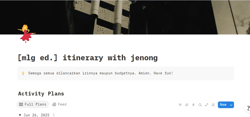 Travelling - Membuat itinerary perjalanan menggunakan Notion - 2