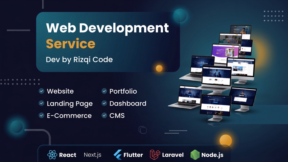 Jasa pembuatan website profesional dan custom web coding menggunakan React, Next.js, dan Laravel.