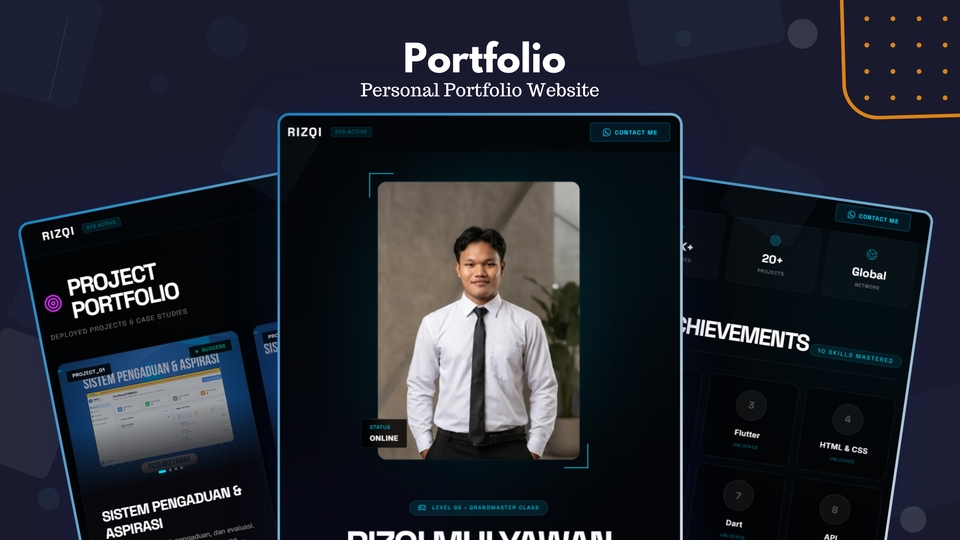 tampilan website portofolio landing page profesional