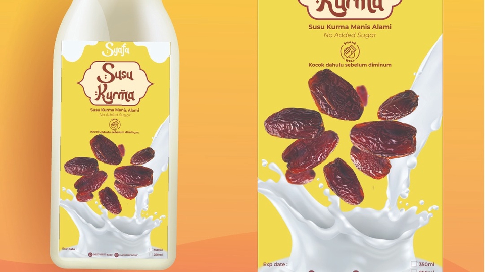 Jasa Desain Stiker Online Custom - Desain Botol Susu Kurma Syafa