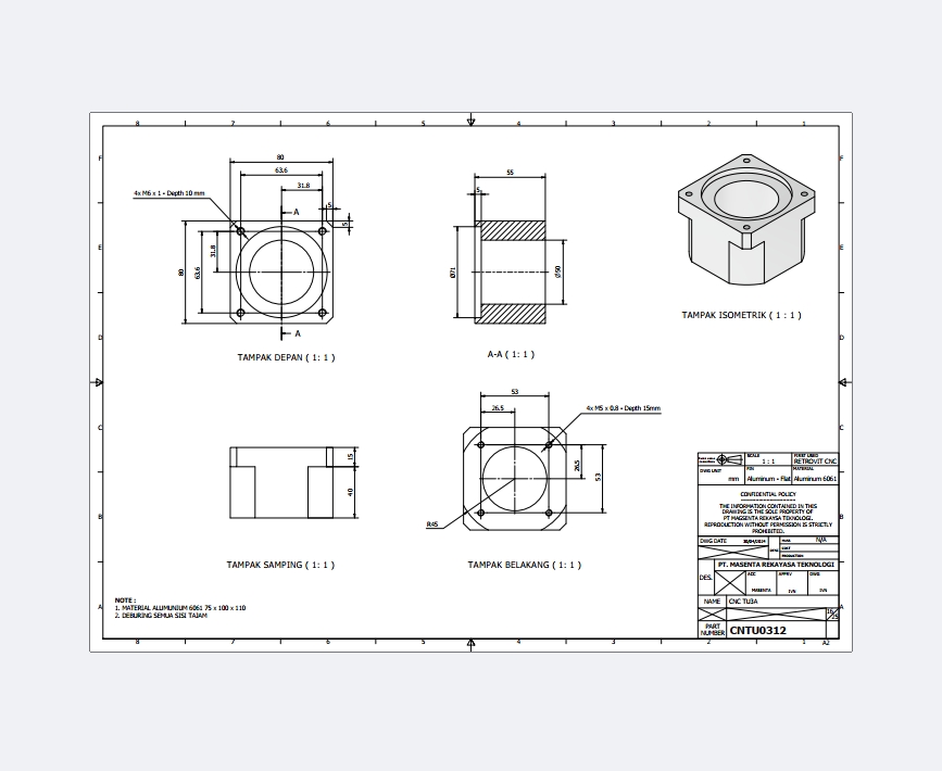 Drawing part CNC milling